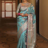 Scintillating Firozi Soft Banarasi Silk Saree With Preferable Blouse Piece