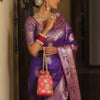 Prettiest Purple Soft Banarasi Silk Saree With Ailurophile Blouse Piece