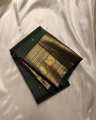 Ephemeral Dark Green Soft Banarasi Silk Saree With Amiable Blouse Piece