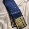 Engrossing Navy Blue Soft Banarasi Silk Saree With Gratifying Blouse Piece