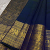 Engrossing Navy Blue Soft Banarasi Silk Saree With Gratifying Blouse Piece