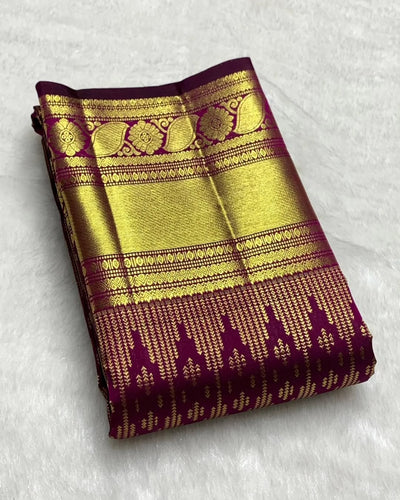 Entrancing Pruple Soft Banarasi Silk Saree With Comely Blouse Piece