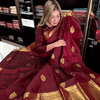 Eclat Maroon Soft Banarasi Silk Saree With Flameboyant Blouse Piece