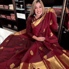 Eclat Maroon Soft Banarasi Silk Saree With Flameboyant Blouse Piece