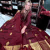 Eclat Maroon Soft Banarasi Silk Saree With Flameboyant Blouse Piece