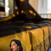 Lassitude Black Soft Banarasi Silk Saree With Glowing Blouse Piece