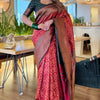 Eloquence Maroon Soft Silk Saree With Flamboyant Blouse Piece