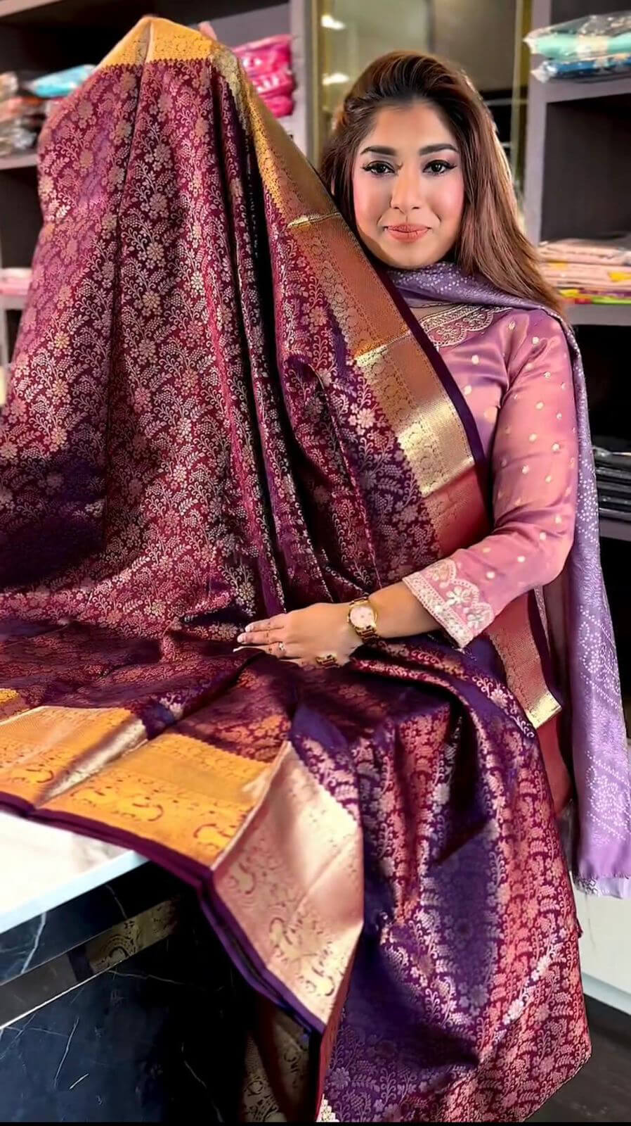 Vibrant Purple Soft Banarasi Silk Saree With Winsome Blouse Piece