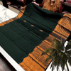 Desuetude Dark Green Soft Banarasi Silk Saree With Gorgeous Blouse Piece