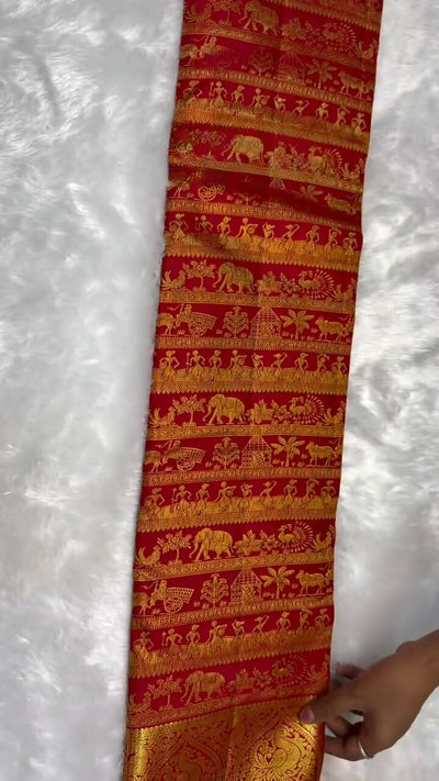 Entrancing Red Soft Banarasi Silk Saree With Divine Blouse Piece