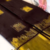 Artistic Brown Soft Banarasi Silk Saree With Snappy Blouse Piece