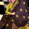 Artistic Brown Soft Banarasi Silk Saree With Snappy Blouse Piece