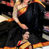 Magnificat Black Soft Banarasi Silk Saree With Confounding  Blouse Piece