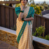 Snazzy Beige Soft Silk Saree With Winsome Blouse Piece