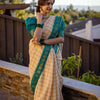 Snazzy Beige Soft Silk Saree With Winsome Blouse Piece