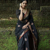 Surpassing Black Soft Silk Saree With Embellished Blouse Piece