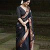 Surpassing Black Soft Silk Saree With Embellished Blouse Piece