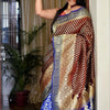 Adorning Wine Soft Silk Saree With Surpassing Blouse Piece
