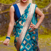 Majestic Firozi Soft Silk Saree With Aplomb Blouse Piece