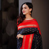 Super Extravagant Black Soft Silk Saree With Delightful Blouse Piece