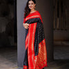 Super Extravagant Black Soft Silk Saree With Delightful Blouse Piece