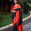 Super Extravagant Black Soft Silk Saree With Delightful Blouse Piece