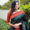 Blissful Dark Green Soft Silk Saree With Eye-catching Blouse Piece