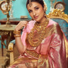 Most Flattering Pink Soft Silk Saree With Ailurophile Blouse Piece