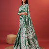 Enigmatic Green Cotton Silk Saree With Radiant Blouse Piece