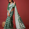 Enigmatic Green Cotton Silk Saree With Radiant Blouse Piece