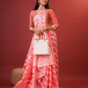 Vibrant Peach Cotton Silk Saree With Allure Blouse Piece