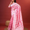 Embellished Pink Cotton Silk Saree With Opulent Blouse Piece