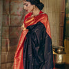 Twirling Black Soft Silk Saree With Skinny Blouse Piece
