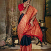 Twirling Black Soft Silk Saree With Skinny Blouse Piece