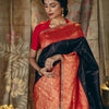 Twirling Black Soft Silk Saree With Skinny Blouse Piece
