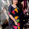 Beauteous Black Soft Silk Saree With Entrancing Blouse Piece