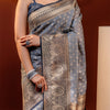 Dissemble Grey Soft Silk Saree With Adoring Blouse Piece