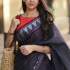 Efflorescence Black Soft Silk Saree With Assemblage Blouse Piece