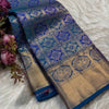 Prettiest Blue Soft Banarasi Silk Saree With Twirling Blouse Piece