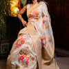 Majesty Beige Soft Banarasi Silk Saree With Demanding Blouse Piece