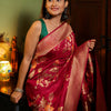 Assemblage Red Soft Banarasi Silk Saree With Dalliance Blouse Piece