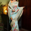 Evocative Sky Soft Banarasi Silk Saree With Petrichor Blouse Piece