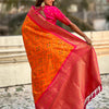 Imbrication Orange Soft Silk Saree With Rhapsodic Blouse Piece