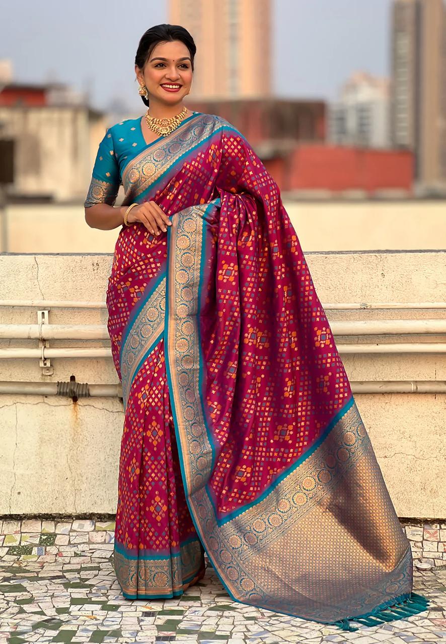 Pulsating Wine Soft Silk Saree With Luxuriant  Blouse Piece