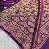 Royal Violet Banarasi Silk Saree with Grand Gold Zari Border & Paisley Buttas