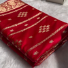 Elegant Red Banarasi Silk Saree with Intricate Golden Zari Weaving
