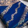 Royal Blue Banarasi Silk Saree with Elegant Golden Zari Floral Weaving