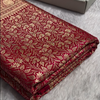 Rich Red Banarasi Brocade Silk Saree with All-Over Golden Zari Floral Weaving