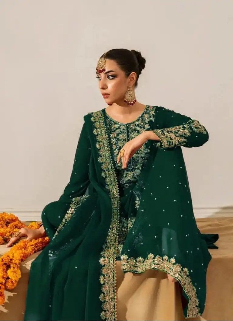 Heavy Embroidered Straight Kurta Palazzo Suit Set | Festive Party Wear | 6 Colors