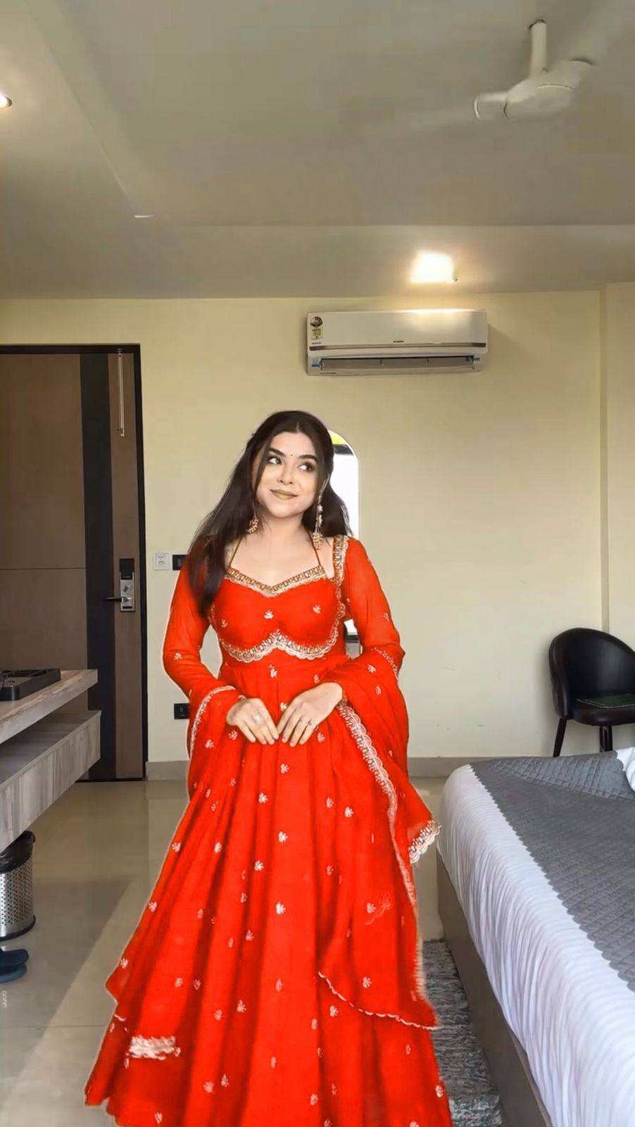 Premium Georgette Anarkali Suit Set with Dupatta & Pant | 9 Elegant Color Options